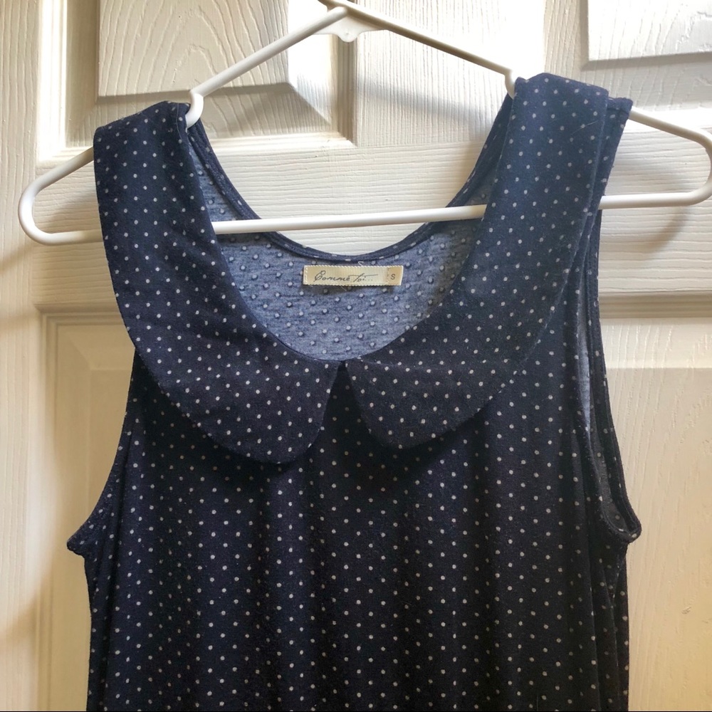 Cute Navy Polka Dot Dress with Peter Pan Collar